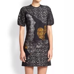 RAOUL Mika Metallic Lace Printed Layered Dress